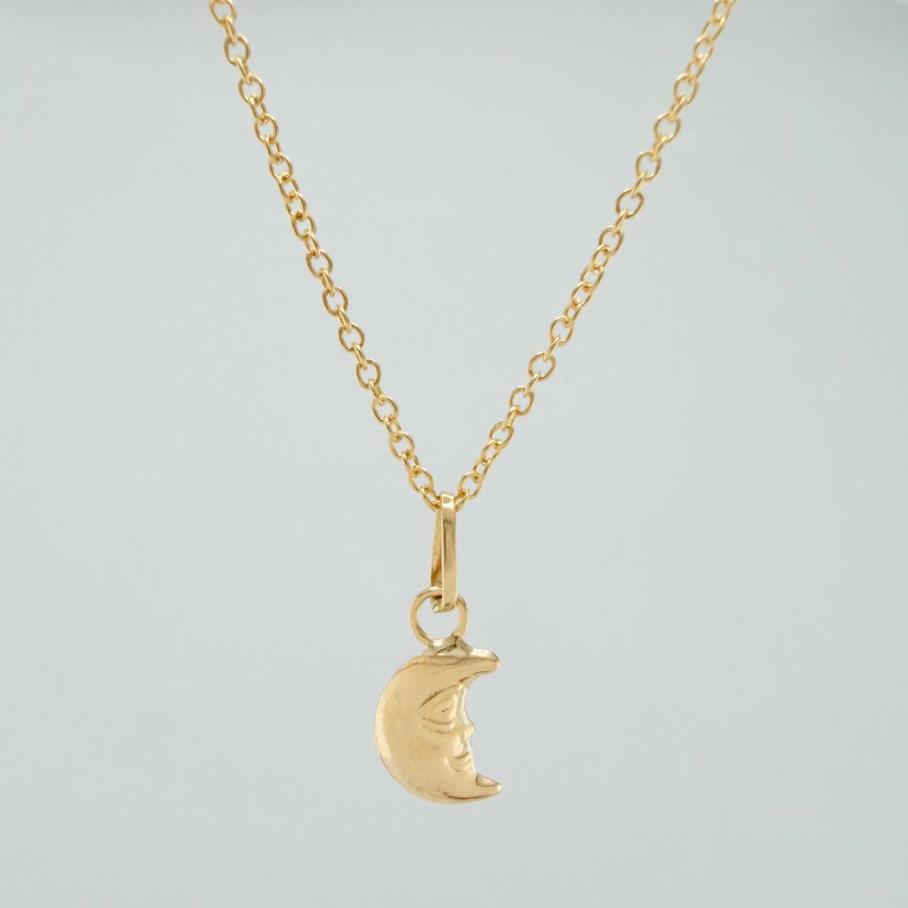 Set Cadena y Dije Aro Seguido + Luna 1.65gr / 45.5cm / 1mm Oro Amarillo 18K (Oferta) &