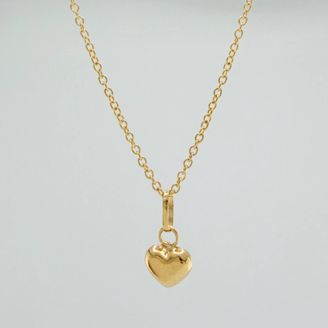 Set Cadena y Dije Aro Seguido + Corazon 1.55gr / 45.4cm / 0.96mm Oro Amarillo 18K (Oferta)&