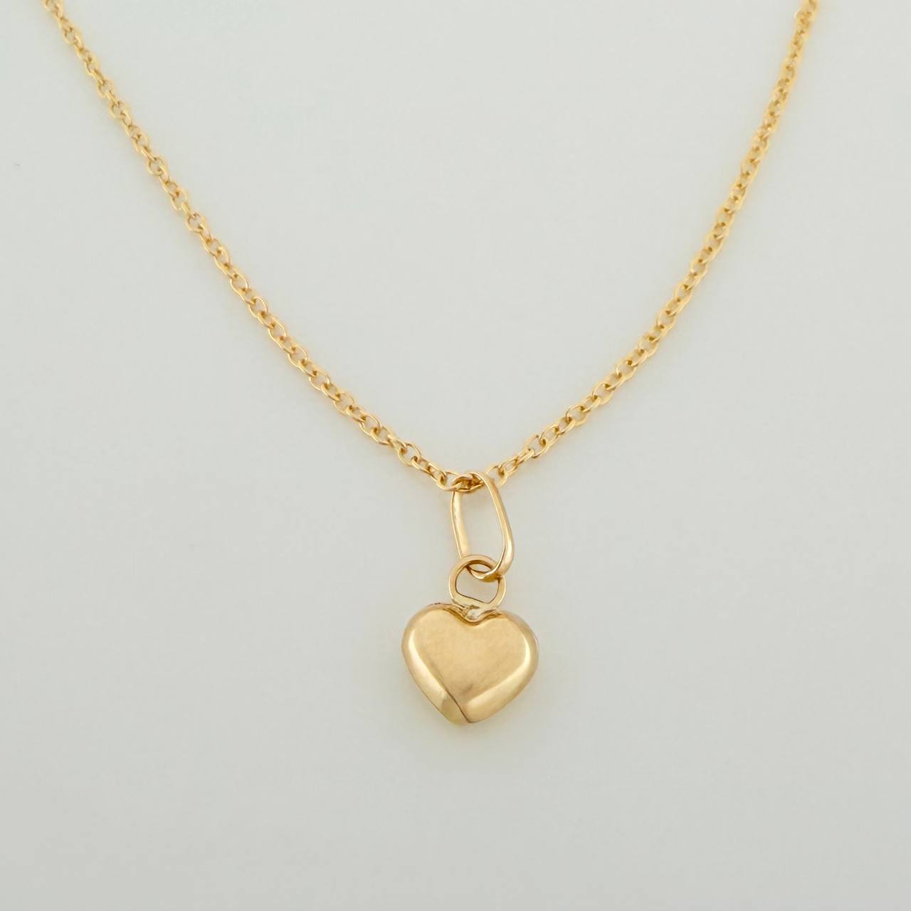Set Cadena y Dije Aro Seguido + Corazon 1.55gr / 45.4cm / 0.96mm Oro Amarillo 18K (Oferta)&