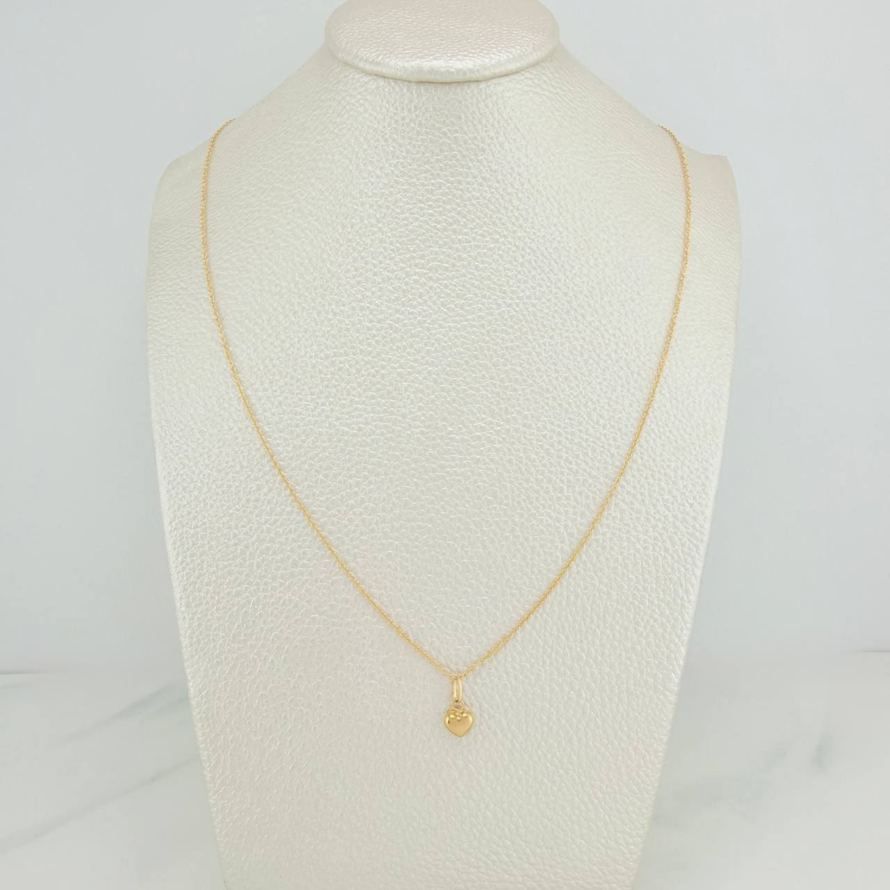 Set Cadena y Dije Aro Seguido + Corazon 1.55gr / 45.4cm / 0.96mm Oro Amarillo 18K (Oferta)&