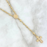 Rosario Virgen Milagrosa 10.3gr / 45cm / 4mm-3mm Bolas Diamantadas Oro Amarillo