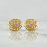 Topos Corazon Aro Tupido 3.65gr / 1.3cm / Circones Blancos Oro Amarillo 18K *