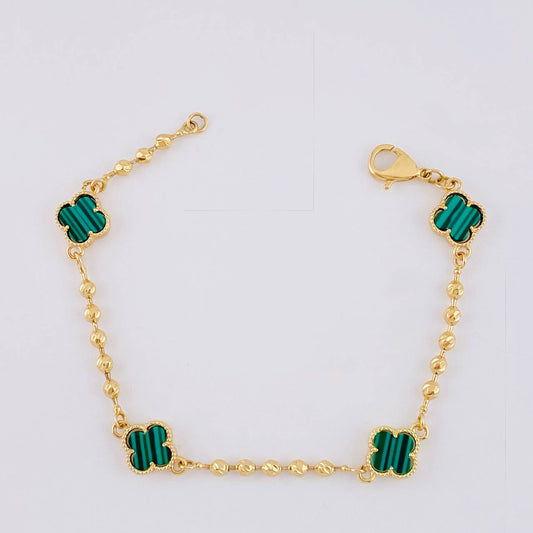 Pulso Trébol Militar Diamantada 6.9g / 18.5cm / 2.9mm Oro Amarillo 18K