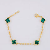 Pulso Trébol Militar Diamantada 6.9g / 18.5cm / 2.9mm Oro Amarillo 18K