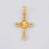 Dije Cruz Trébol Diamantado 1.8g / 3cm Oro Amarillo 18K