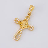 Dije Cruz Trébol Diamantado 1.8g / 3cm Oro Amarillo 18K