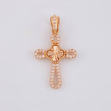 Dije Cruz Trébol Diamantado 1.75g / 3cm Oro Rosa 18K
