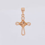 Dije Cruz Trébol Diamantado 1.75g / 3cm Oro Rosa 18K