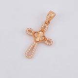 Dije Cruz Trébol Diamantado 1.75g / 3cm Oro Rosa 18K
