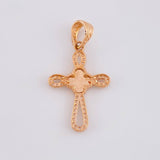 Dije Cruz Trébol Diamantado 1.75g / 3cm Oro Rosa 18K