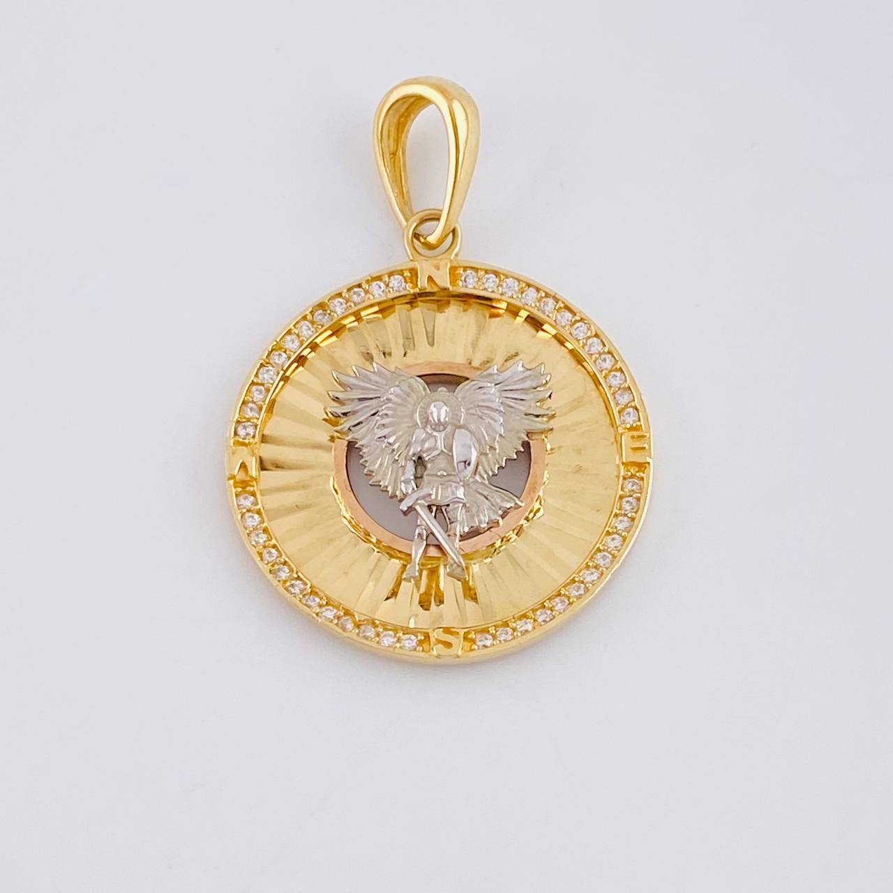 Dije Circulo San Miguel 4.5g / 3.4cm Dos Oros Amarillo Blanco 18K