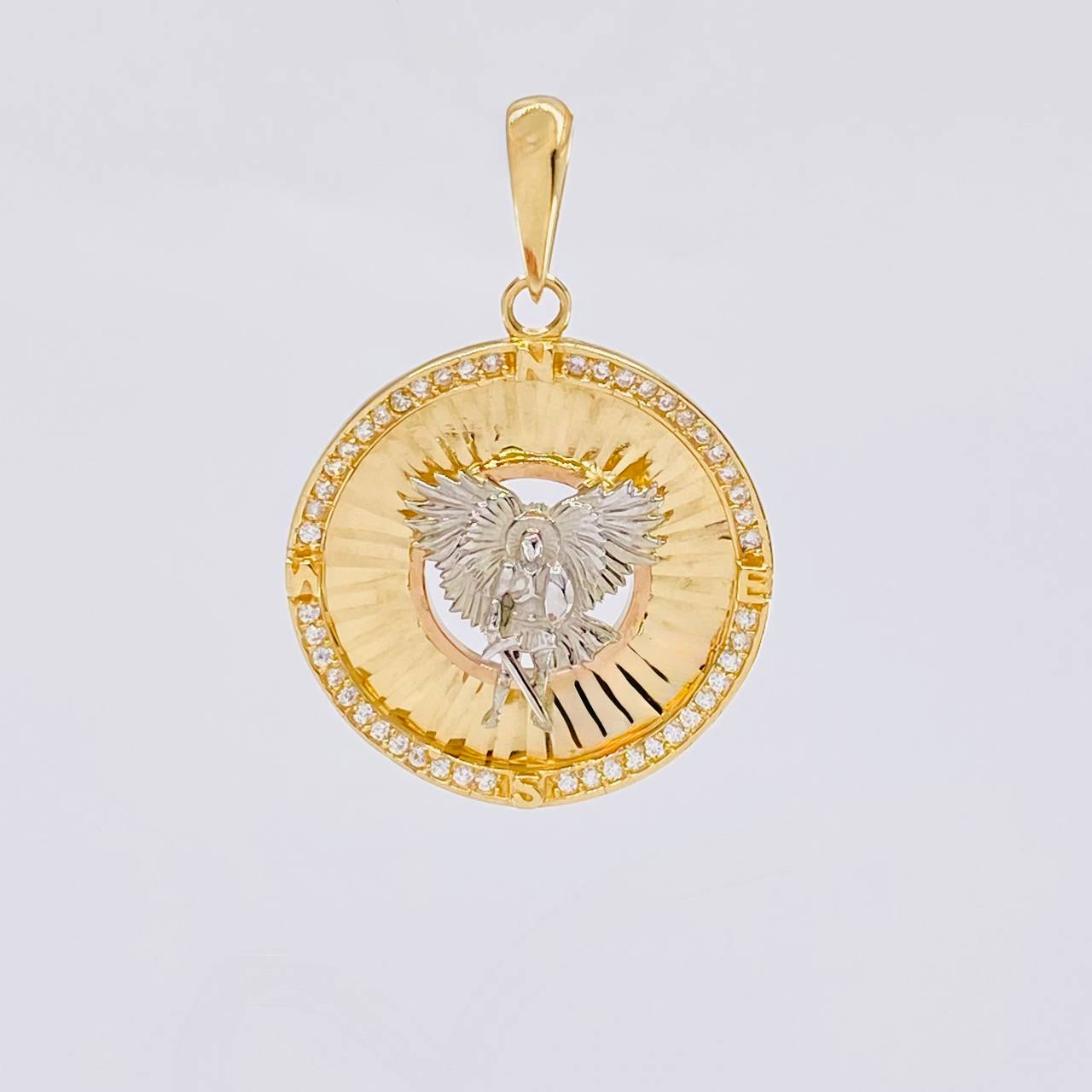 Dije Circulo San Miguel 4.5g / 3.4cm Dos Oros Amarillo Blanco 18K