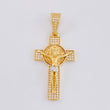 Dije Cruz Cristo San Benito 6.2g / 4.6cm Dos Oros Amarillo Blanco 18K