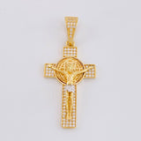 Dije Cruz Cristo San Benito 6.2g / 4.6cm Dos Oros Amarillo Blanco 18K