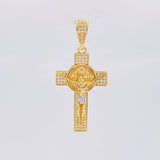 Dije Cruz Cristo San Benito 6.2g / 4.6cm Dos Oros Amarillo Blanco 18K