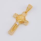 Dije Cruz Cristo San Benito 6.2g / 4.6cm Dos Oros Amarillo Blanco 18K
