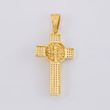 Dije Cruz Cristo San Benito 6.2g / 4.6cm Dos Oros Amarillo Blanco 18K