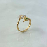 Anillo Flecha 3gr / T7 / Circones Blancos-Verdes Oro Amarillo