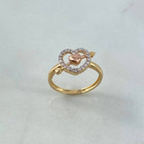 Anillo Corazones 2.85gr / T7 1/2 / Circones Blancos Tres Oros