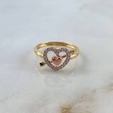 Anillo Corazones 2.85gr / T7 1/2 / Circones Blancos Tres Oros
