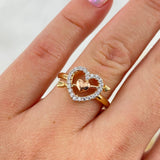 Anillo Corazones 2.85gr / T7 1/2 / Circones Blancos Tres Oros