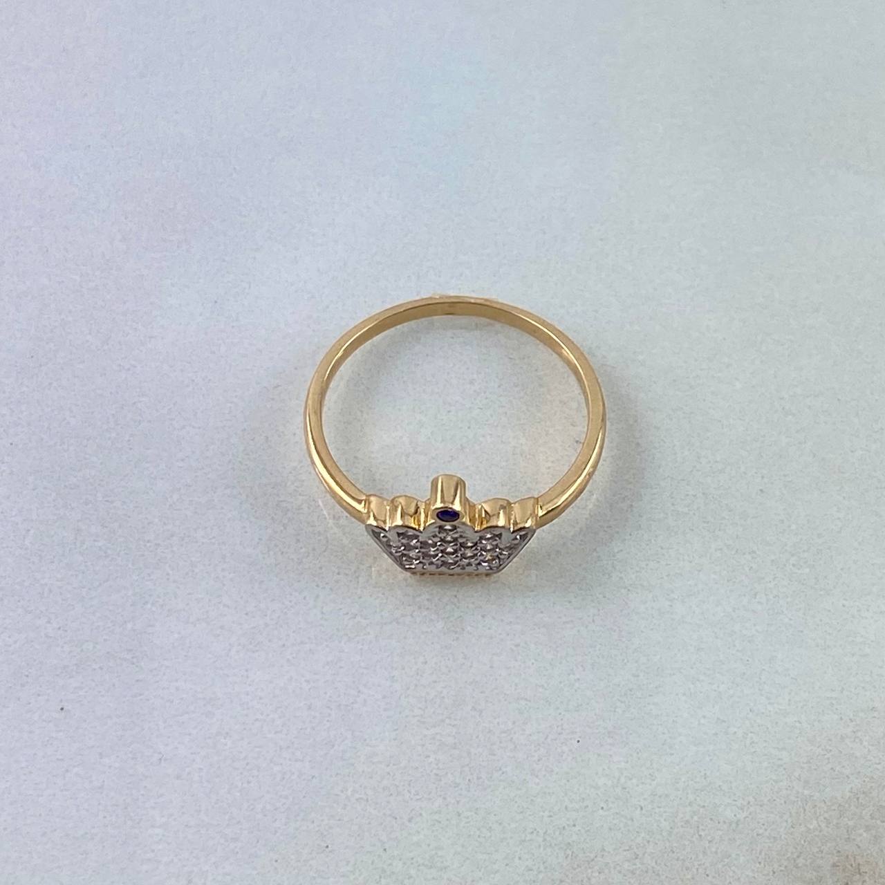 Anillo Corona 1.8gr / T4 1/2 / Circones Blancos-Morados Oro Amarillo