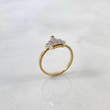 Anillo Corona 1.8gr / T4 1/4 / Circones Blancos-Lilas Oro Amarillo