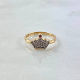 Anillo Corona 1.8gr / T4 1/4 / Circones Blancos-Lilas Oro Amarillo