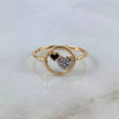 Anillo Corazones 1.7gr / T5 3/4 / Circones Blancos-Negros Dos Oros Amarillo Blanco