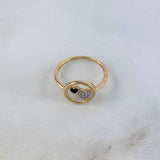 Anillo Corazones 1.7gr / T5 3/4 / Circones Blancos-Negros Dos Oros Amarillo Blanco