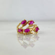 Anillo Ramificado 3.2gr / T6 3/4 / Circones Blancos-Fucsia Oro Amarillo