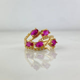 Anillo Ramificado 3.2gr / T6 3/4 / Circones Blancos-Fucsia Oro Amarillo