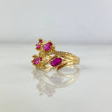 Anillo Ramificado 3.2gr / T6 3/4 / Circones Blancos-Fucsia Oro Amarillo