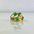 Anillo Ramificado 3.25gr / T6 / Circones Blancos-Verdes Oro Amarillo