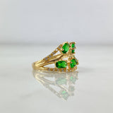 Anillo Ramificado 3.25gr / T6 / Circones Blancos-Verdes Oro Amarillo