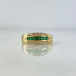 Anillo Tres Lineas 3.85gr / T7 1/4 / Circones Blancos-Verdes Oro Amarillo
