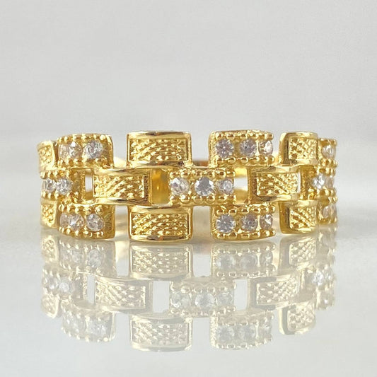 Anillo Correa Rustica Intercalada 4.15gr / T8 1/4 / Oro 18K