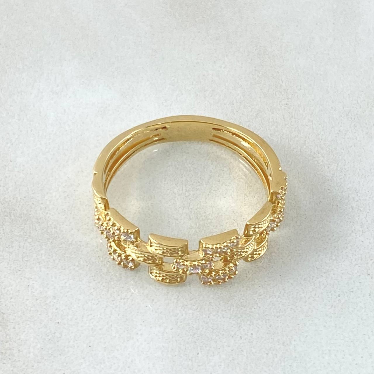 Anillo Correa Rustica Intercalada 4.4gr / T10 / Oro Amarillo 18K ©