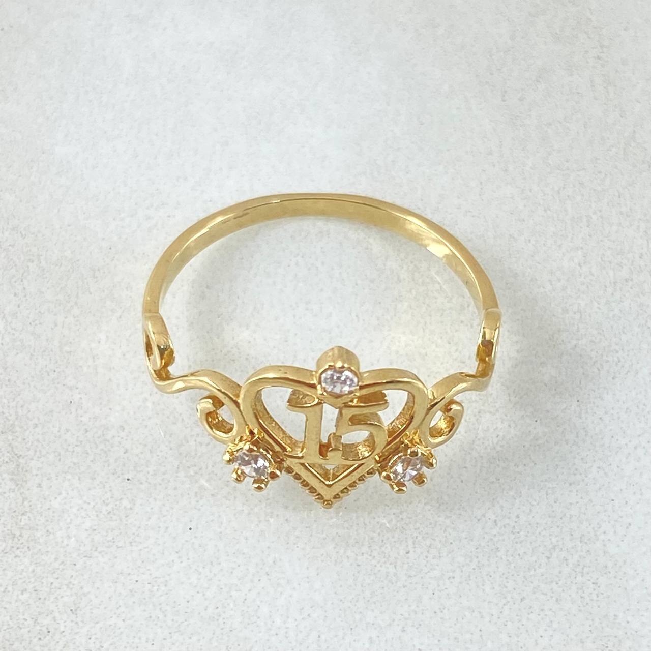 Anillo 15s Corona Encarretada 1.95gr / T6 1/2 / Oro 18K