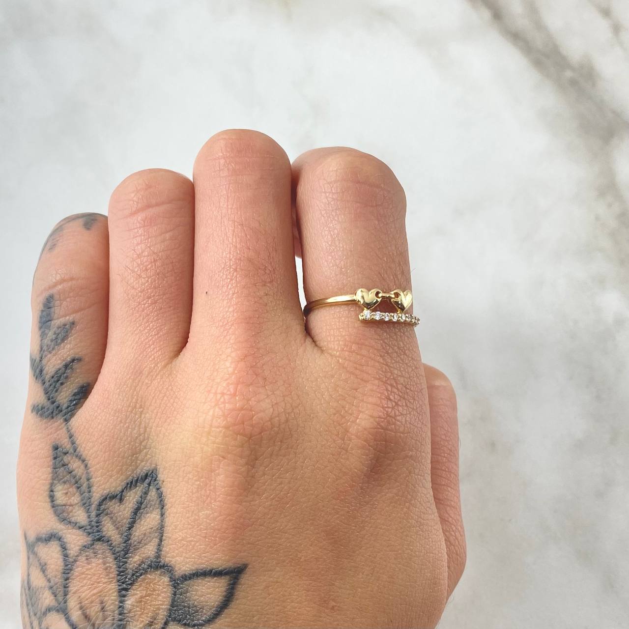 Anillo Corazones Bloqueados 1.5gr / T6 1/2 / Oro 18K