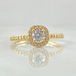 Anillo Solitario Halo Cuadrado 1.7gr / T5 1/4 / Oro 18K -