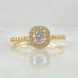 Anillo Solitario Halo Cuadrado 1.7gr / T5 1/4 / Oro 18K -