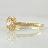 Anillo Solitario Halo Cuadrado 1.7gr / T5 1/4 / Oro 18K -