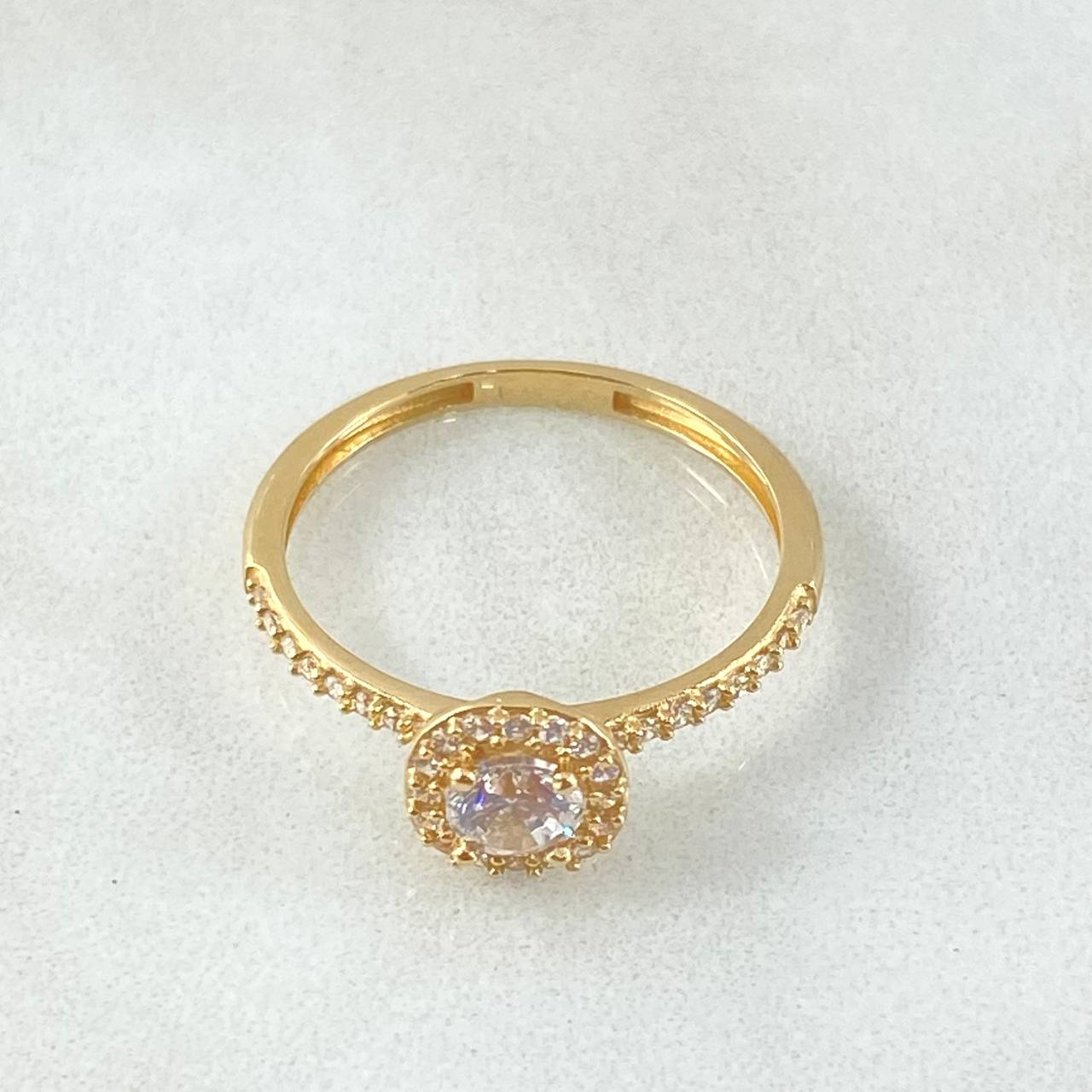 Anillo Solitario Halo Cuadrado 1.7gr / T5 1/4 / Oro 18K -