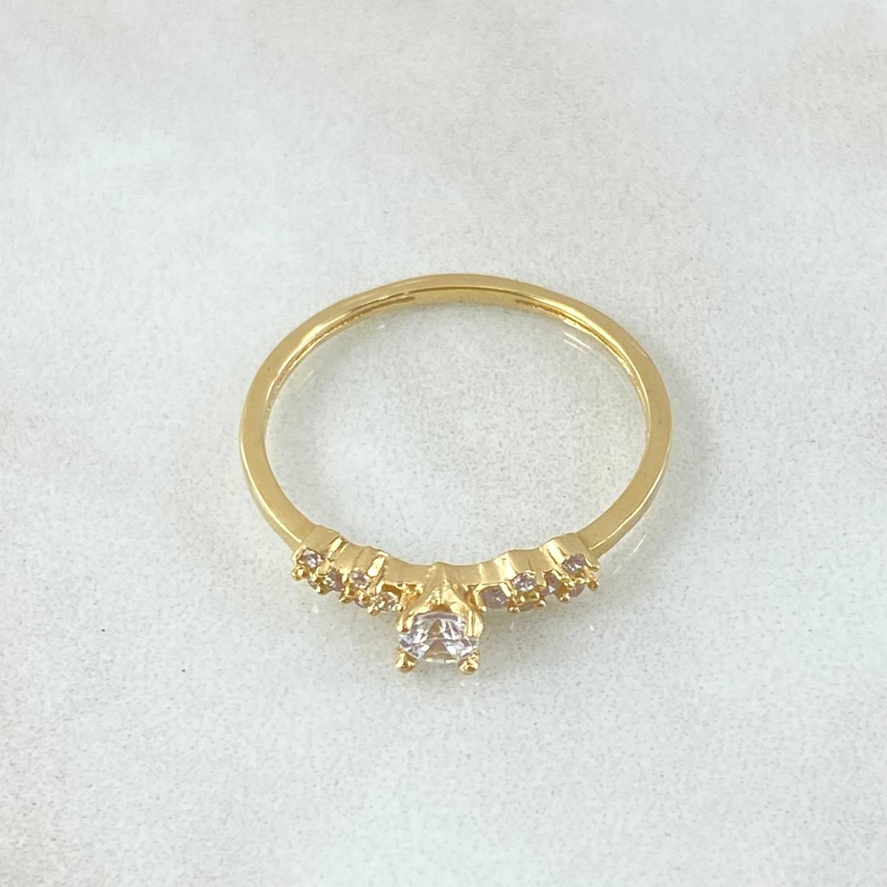 Anillo Solitario Cuatro Chispas 1.6gr / T7 1/2 / Oro 18K