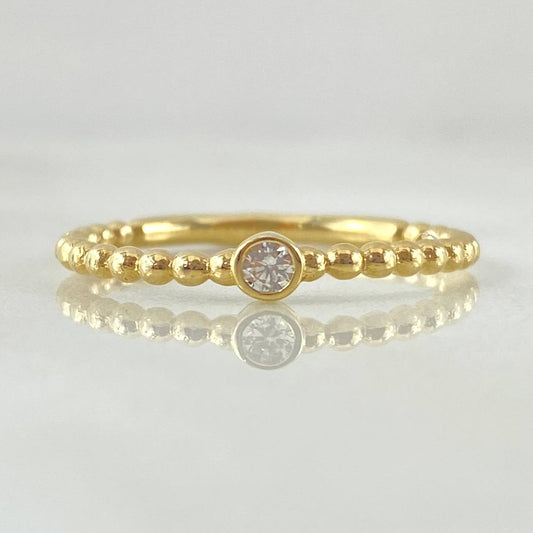 Anillo Solitario Bisel Esfera 1.85gr / T7 1/2 / Oro 18K