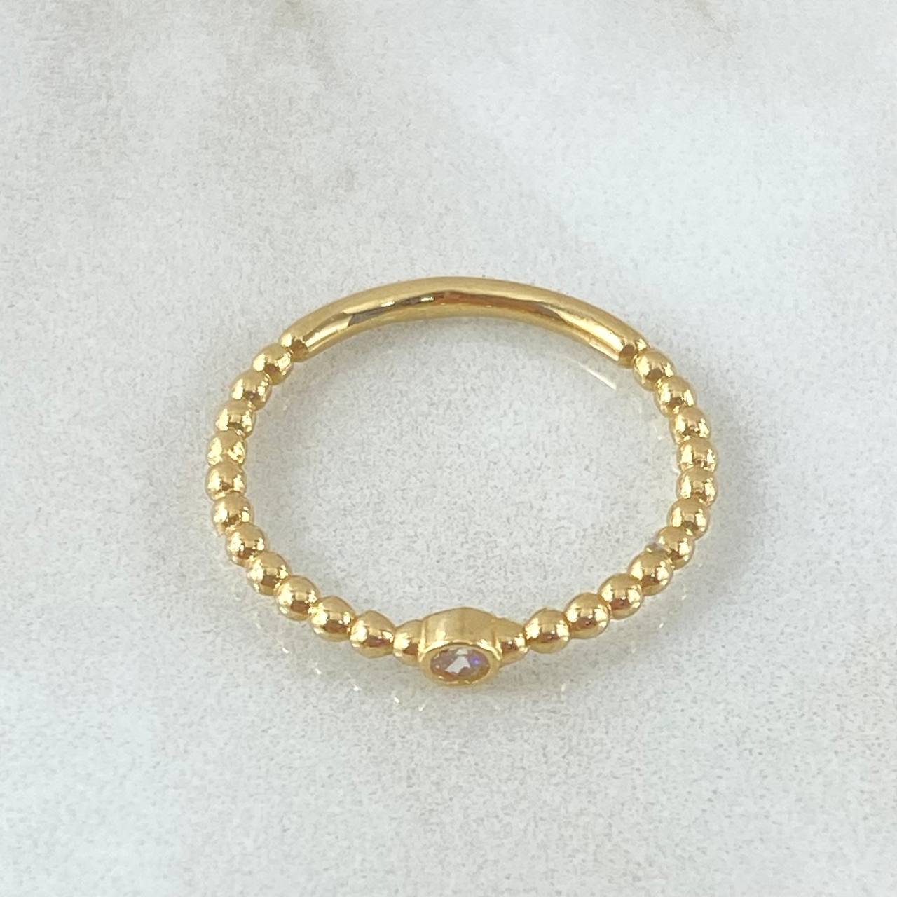 Anillo Solitario Bisel Esfera 1.85gr / T7 1/2 / Oro 18K