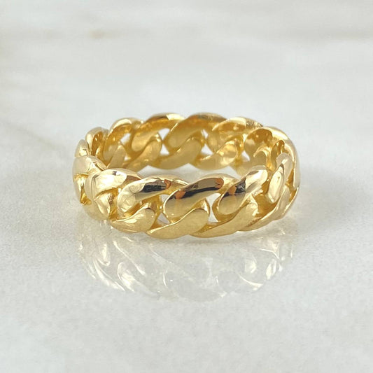 Anillo Cubano Prenzado 4.7gr / T6 / Oro 18K