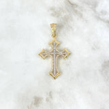 Dije Cruz Gotica 5.25gr / 5.5cm / Circones Blancos Dos Oros Amarillo Blanco