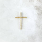 Dije Cruz 2.2gr / 3.9cm / Circones Blancos Oro Amarillo